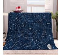 Throw Blanket 180x200 cm Night Sky Star Map Constellation Blue Super Soft Flannel Fleece Blanket Fluffy Warm Throw Sofa Bed Blanket Bedspread Over Bed Settee