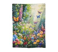 Throw Blanket 180x200cm Soft Cozy Flannel Blanket, Lightweight Fuzzy Warm Washable Blankets and Throws for Sofas Bed Chair Couch Car Fall Autumn Decor Gift, All Seasons for Home Office Flower 14-1046