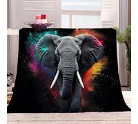 Throw Blanket 180x220 cm Colorful Doodle Elephant Sherpa Fleece Blanket Soft Cosy Warm Fluffy Blanket Sofa Bed Blankets for Bedroom, Couch, Travel, Versatile Blanket