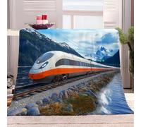 Throw Blanket 180x220 cm High-Speed Train Track Sherpa Fleece Blanket Soft Cosy Warm Fluffy Blanket Sofa Bed Blankets for Bedroom, Couch, Travel, Versatile Blanket