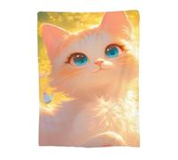 Throw Blanket 180x230cm Soft Cozy Flannel Blanket, Lightweight Fuzzy Warm Washable Blankets and Throws for Sofas Bed Chair Couch Car Fall Autumn Decor Gift, All Seasons for Home Office Room Cat 14-660