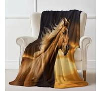 Throw Blanket 220×240 cm, Close-Up Horse Animals Sunset Printed, Cozy Soft Fall Blankets for Couch Sofa Bed, Lightweight Black Throws Like Shawl, Autumn Thanksgiving Home Decor Gift