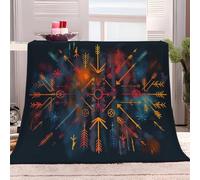 Throw Blanket 220x240 cm Viking Rune Arrow Fluffy Blanket, Sherpa Fleece Blanket, Throw Blanket for Bed, Throws for Sofa, Soft Cozy Warm Winter Blankets