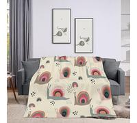 Throw Blanket 30x40 Inch,Cute Funny Rainbow Snails in Abstract Scandinavian Style Cozy Soft Lightweight Fuzzy Flannel Blanket 40x30 Inch Suitable for Couch Bed Sofa Living Room in All Seasons