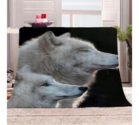 Throw Blanket 3D Animal White Wolf Design Bed Blankets And Throws 31x39inch Printed Kids Boys Adults, Soft Flannel Warm Microfiber Sport Bedding For Bed Couch