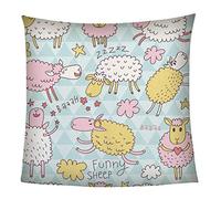 Throw Blanket 3D Colorful Animal Sheep Design Bed Blankets And Throws 31x39inch Printed Kids Boys Adults, Soft Flannel Warm Microfiber Sport Bedding For Bed Couch