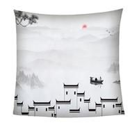Throw Blanket 3D Jiangnan Water Town Architecture Design Bed Blankets And Throws 31x39inch Printed Kids Boys Adults, Soft Flannel Warm Microfiber Sport Bedding For Bed Couch