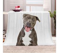 Throw Blanket 3D Staffordshire Bull Terrier Fleece Flannel Blanket Soft Super Warm Dog Cute Cozy Winter Bed Sofa Blankets Fluffy Microfibre For Girls Boy Kids Adults Single Blanket Throw 100x130cm