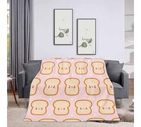 Throw Blanket 40x50 Inch,Cute Funny Bread Toast Pattern Cozy Soft Lightweight Fuzzy Flannel Blanket 50x40 Inch Suitable for Couch Bed Sofa Living Room in All Seasons