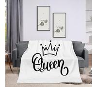 Throw Blanket 40x50 Inch,Funny Queen Crown Cozy Soft Lightweight Fuzzy Flannel Blanket 50x40 Inch Suitable for Couch Bed Sofa Living Room in All Seasons