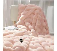 Throw Blanket - 51×63in Soft Cozy Blanket, Super Comfort Oversized Warm Thick Bubble Plush Rabbit Faux Fur Throw Blanket,Light Weight Fleece Warm Throw Blanket for Bed(Pink)