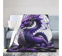 Throw Blanket 60"x50" Bed Blanket Purple Dragon Purple Moon Flannel Blankets for Sofa Reversible Plush Blanket Soft Cozy Throw Blankets for Couch Camping All Seasons