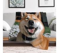Throw Blanket 60x80 Warm Flannel Fleece Blanket for Couch Sofa Bed Living Room Soft Cozy Travel Nap Decorative Shiba Inu Smiling Blankets for Adults Winter Home Decor