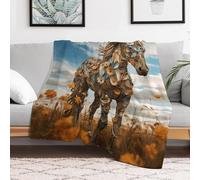 Throw Blanket 60x80 Warm Flannel Fleece Blanket for Couch Sofa Bed Living Room Soft Cozy Travel Nap Decorative Horse in The Field Blankets for Adults Winter Home Decor