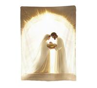 Throw Blanket 75x100cm Soft Cozy Flannel Blanket, Lightweight Fuzzy Warm Washable Blankets and Throws for Sofas Bed Chair Couch Car Fall Autumn Decor Gift, All Seasons for Home Office Jesus 14-1198