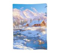 Throw Blanket 75x100cm Soft Cozy Flannel Blanket, Lightweight Fuzzy Warm Washable Blankets and Throws for Sofas Bed Chair Couch Car Fall Autumn Decor Gift, All Seasons for Home Office Mountain 14-1320