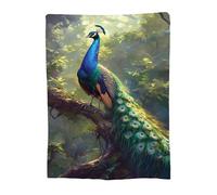 Throw Blanket 75x100cm Soft Cozy Flannel Blanket, Lightweight Fuzzy Warm Washable Blankets and Throws for Sofas Bed Chair Couch Car Fall Autumn Decor Gift, All Seasons for Home Office Peacock 14-1200