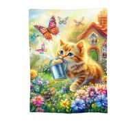 Throw Blanket 75x100cm Soft Cozy Flannel Blanket, Lightweight Fuzzy Warm Washable Blankets and Throws for Sofas Bed Chair Couch Car Fall Autumn Decor Gift, All Seasons for Home Office Garden 14-1218