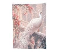 Throw Blanket 80x120cm Soft Cozy Flannel Blanket, Lightweight Fuzzy Warm Washable Blankets and Throws for Sofas Bed Chair Couch Car Fall Autumn Decor Gift, All Seasons for Home Office Peacock 14-1226