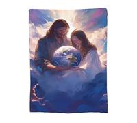 Throw Blanket 80x120cm Soft Cozy Flannel Blanket, Lightweight Fuzzy Warm Washable Blankets and Throws for Sofas Bed Chair Couch Car Fall Autumn Decor Gift, All Seasons for Home Office Jesus 14-1228
