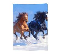 Throw Blanket 80x120cm Soft Cozy Flannel Blanket, Lightweight Fuzzy Warm Washable Blankets and Throws for Sofas Bed Chair Couch Car Fall Autumn Decor Gift, All Seasons for Home Office Horse 14-1042