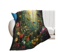 Throw Blanket Abstract Toucan Watercolor Tropical Birds Parrot Toucan Palm Leaves Spring Bird Blankets Decorations Bedspread Soft Flannel Throw For Living Room Outdoor Bedroom M