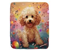 Throw Blanket Adorable Dog Music Musical Joy Of Pet Fleece Blanket Soft Bedspread Comfort Flannel Throw For Outdoor Living Room Bedroom S
