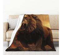 Throw Blanket Angry Roaring Lion Flannel Blankets for Sofa Reversible Plush Blanket Soft Cozy Throw Blankets for Couch Camping All Seasons