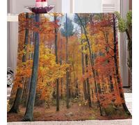 Throw Blanket Autumn Forest Leaves Yellow Super Soft Flannel Fleece Blanket Fluffy Warm Throw Sofa Bed Blanket Bedspread Over Bed Settee 70x100 cm