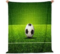 Throw Blanket Baby Size 100 X 130 Cm Sports Football Grass Fleece Blanket Soft Warm Bed Blanket Green Whiteprinted Flannel Blanket For Bed, Couch And Sofa