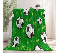 Throw Blanket Baby Size 39" X 51" Sports Style Football Grass Fleece Blanket Soft Warm Bed Blanket Green Whiteprinted Flannel Blanket For Bed, Couch And Sofa