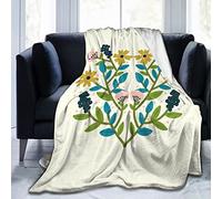 Throw Blanket Beautiful Flower Symmetry Folk Art Fleece Blanket Comfort Flannel Throw Soft Bedspread For Sofas Living Room Bed S