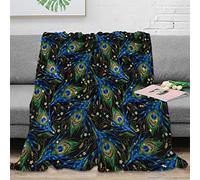 Throw Blanket Beautiful Peacock Feathers Abstract Colorful Peacock Themed Aesthetic Blankets Warm Bedspread Vintage Flannel Throw For Living Room Bedroom Camping M