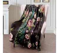 Throw Blanket Bird Chinese Watercolor Pattern Peach Peacock On Tree Cherry Colorful Spring Nature Plant Textures Blankets Soft Bedspread Warm Flannel Throw For Bed Chair Bedroom M