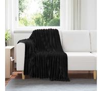 Throw Blanket Black 150×130 cm Fleece Soft Ultra-lightweight Portable Home Decor