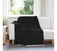 Throw Blanket Black 150 x 200 cm Fleece