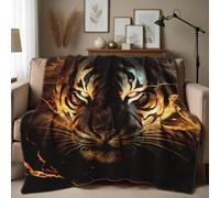 Throw Blanket Black And Gold Animal Tiger Fleece Blanket Soft Flannel Throw Comfort Bedspread For Living Room Chair Bed L