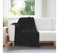 Throw Blanket Black Fleece 150x130 cm Lightweight Portable Cozy Home Decor Throw