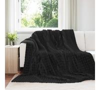 Throw Blanket Black Fleece 220x240 cm Lightweight Plush Cozy Home Throw Softness