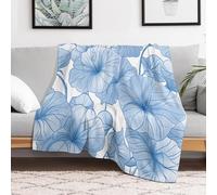 Throw Blanket Blue Morning Glory Flannel Throw Decorations Bedspread Vintage Fleece Blanket For Chair Bedroom Living Room S