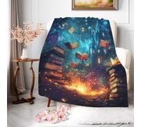 Throw Blanket Book Magic Enchanted Castle With Floating Books Book Lovers And Dreamers Flannel Throw Decorative Fleece Blanket Soft Blankets For Sofas Living Room Bed S