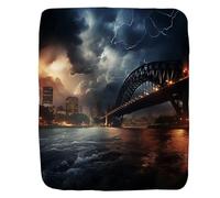 Throw Blanket Bridge And Lighting In The City Unique Nightscapes Flannel Throw Soft Fleece Blanket Comfort Bedspread For Bedroom Outdoor Living Room L