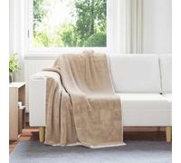 Throw Blanket Camel Fleece 150x130 cm. Lightweight Soft Cozy Portable Home Decor
