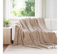 Throw Blanket Camel Fleece 240x270cm Plush Soft Cozy Beige Home Décor Warm
