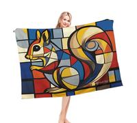 Throw Blanket Colorful Squirrel Blue, White, Red, Black Soft Flannel Blanket Funny Bed Throws For Bed Home Travel