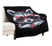 Throw Blanket Cute Raccoon Lovers Heart Fleece Blanket Vintage Flannel Throw Comfort Bedspread For Chair Outdoor Living Room S