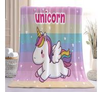 Throw Blanket Cute Stripes Letter Horse Pattern Blanket for Kids Boys Girls Multicolor Fleece Blankets, Fuzzy Flannel Plush Blankets for Child Room Decor, 70x100 cm