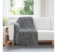 Throw Blanket Dark Grey Fleece 150x130cm Lightweight Cozy Home Decor Portable XL