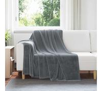 Throw Blanket Dark Grey Fleece 150x200 cm Lightweight Portable Cozy UltraSoftBed