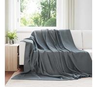 Throw Blanket Dark Grey Fleece 220 x 240 cm Lightweight Cozy Versatile Throw